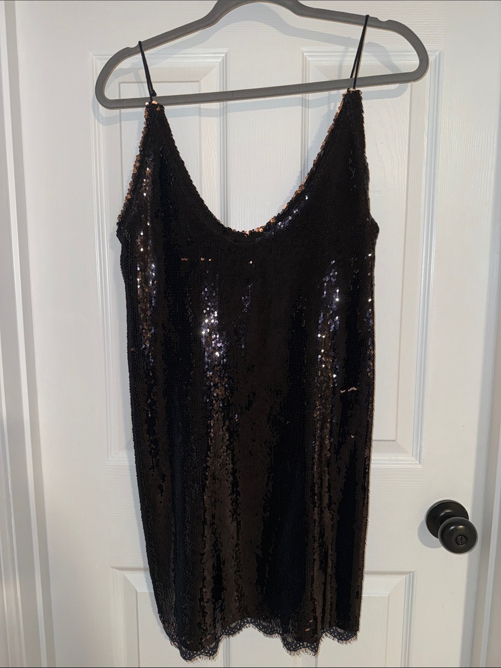 Free People Black Sequin Slip Dress